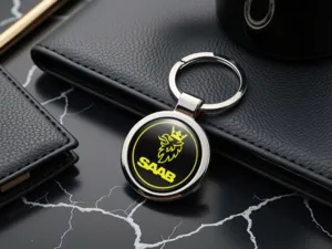 Saab Portachiavi Fatti Su Misura Logo Metallo Premium